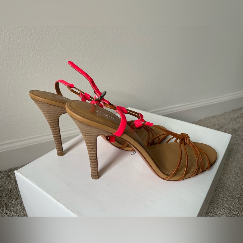 Coach LANA Elegant Strappy Sandal Pump Heel Shoe A0781 Pink/Ginger Size 10 - Picture 5 of 12